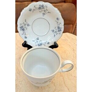 Johann Haviland Bavaria Germany Blue Garland  Coffee Tea Cup and Saucer Set Of 2
